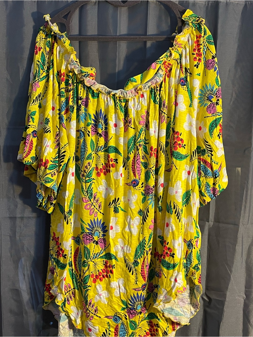 Melissa McCarthy Yellow Floral Off-Shoulder Blouse